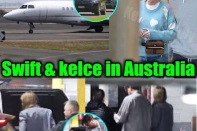 Taylor Swift and BF Travis Kelce were engrossed in their phones when they first arrived in Australia (NH)