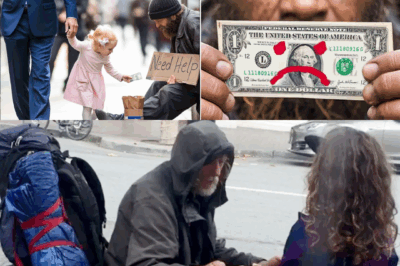 Girl Hands Homeless Man a Dollar, He Notices Something Terrifying on the Bill
